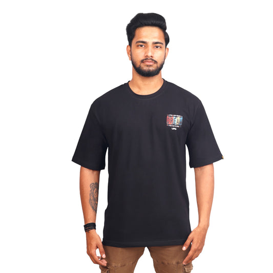 Bhokals Premium Oversized Front and Back Printed T-Shirt for Men | Gym Tshirt | Graphic Printed T-shirt|Unique Designs|Half Sleeves|Round Neckline - Dream