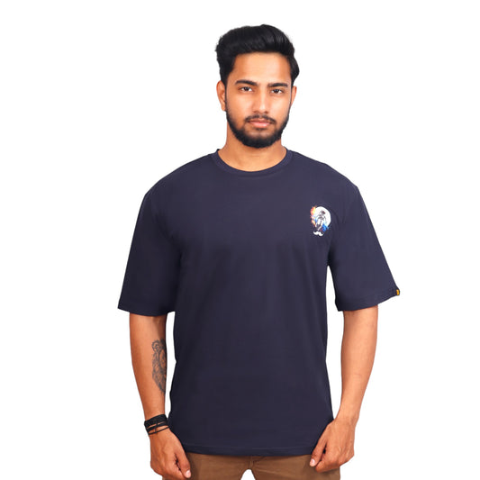 Bhokals Premium Oversized Front and  Back Printed T-Shirt for Men | Gym Tshirt | Graphic Printed T-shirt|Unique Designs|Half Sleeves|Round Neckline - Astronaut