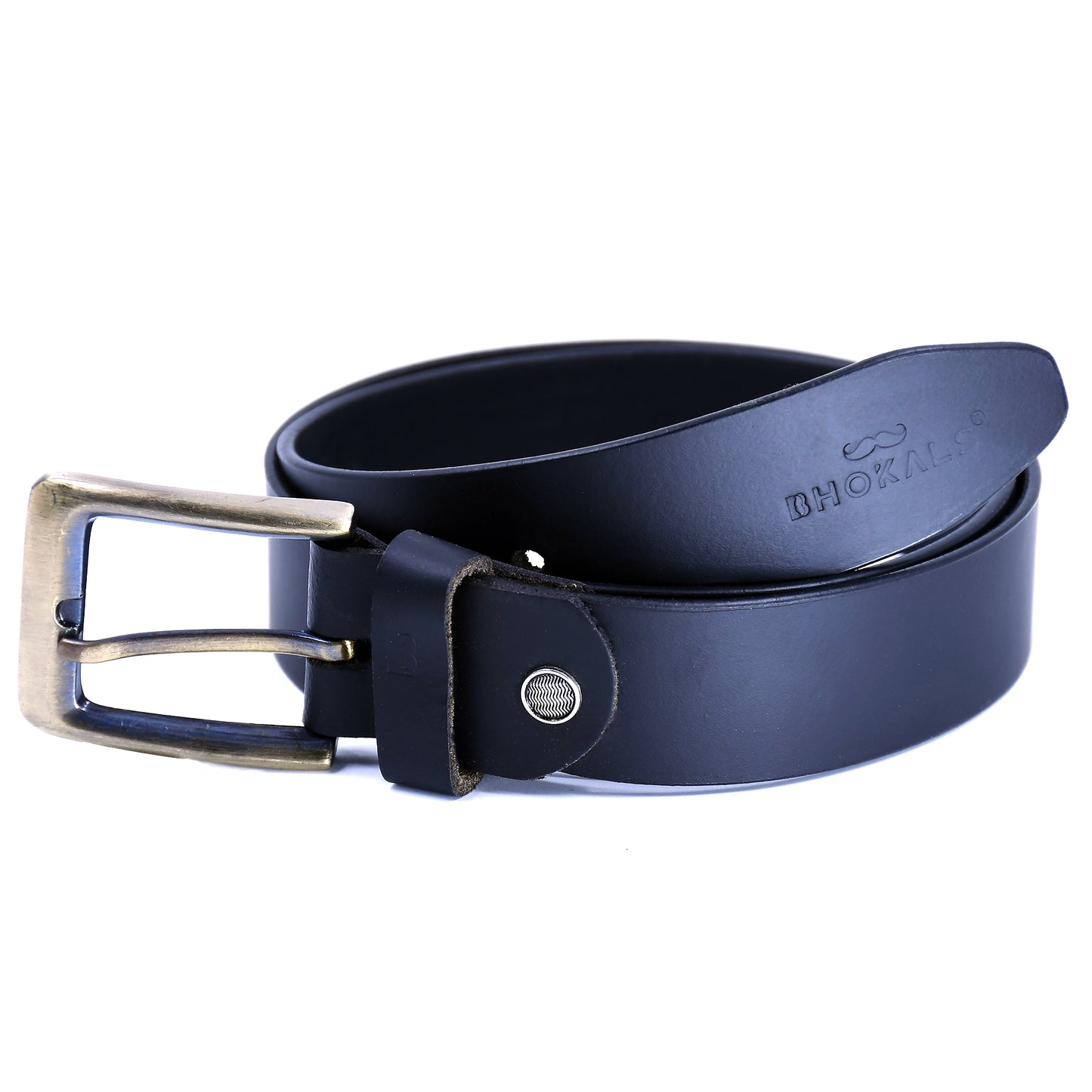 Bhokals Men Black Formal Leather Belt