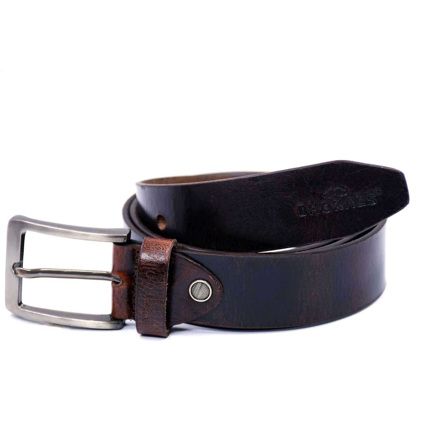 Bhokals Men Brown Crunch Leather Belt