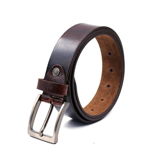 Bhokals Men Brown Crunch Leather Belt