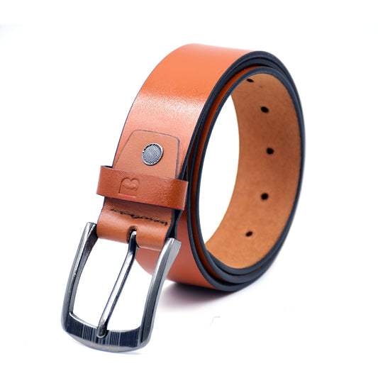 Bhokals Men Solid Tan Formal Leather Belt