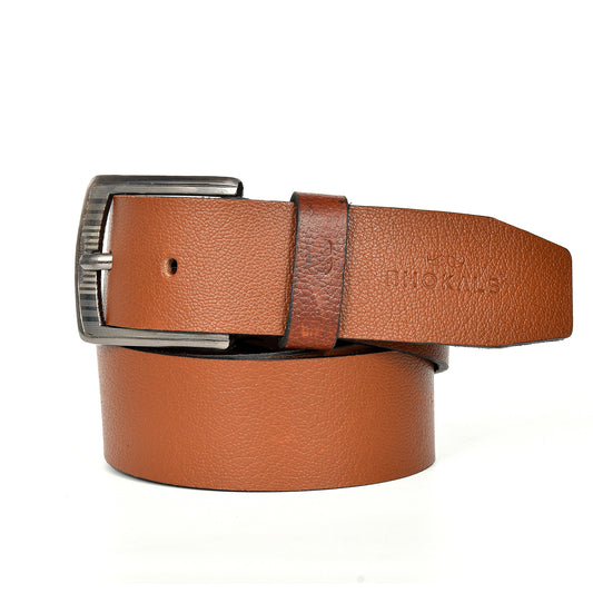 Bhokals Men Tan Grain Leather Belt