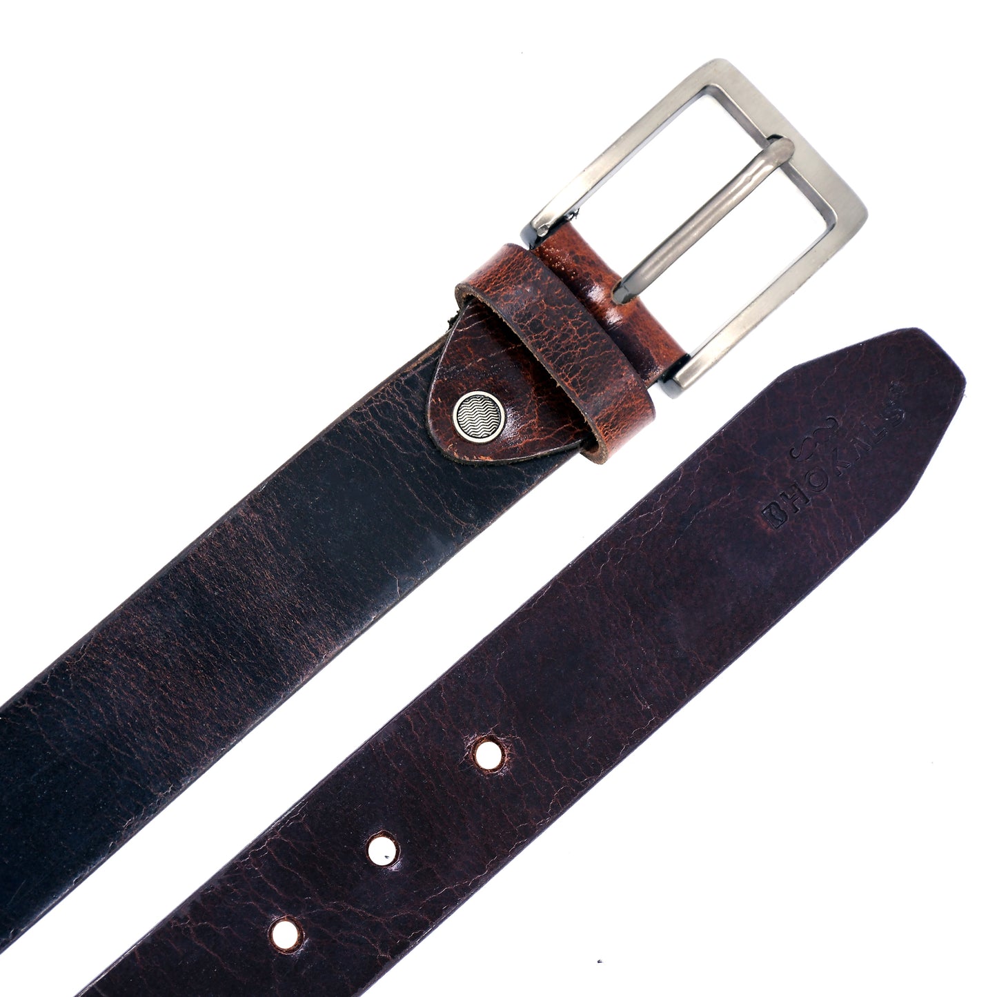 Bhokals Men Brown Crunch Leather Belt